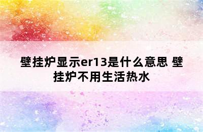 壁挂炉显示er13是什么意思 壁挂炉不用生活热水